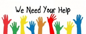We need Your Help banner with colorful hands